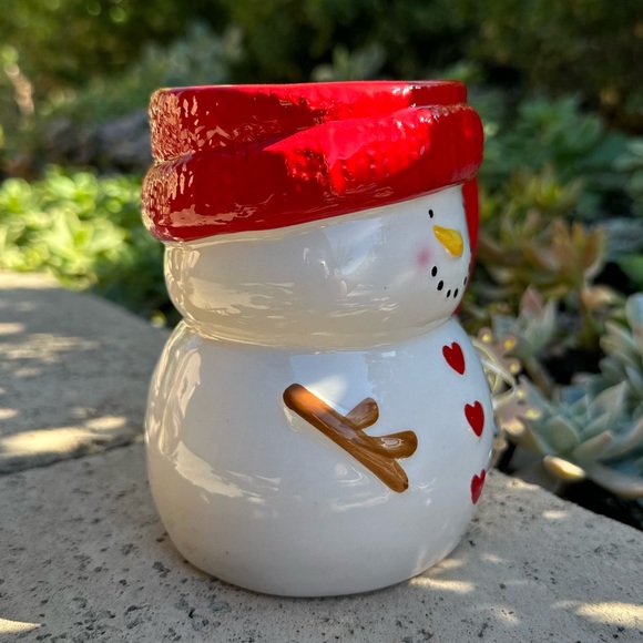 Holly & Joy Christmas Snowman mug heart buttons holiday cocoa bar coffee tea - Picture 3 of 7